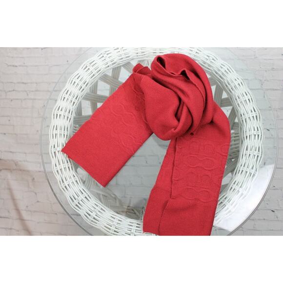 / Coach New York Women’s Knit Scarf Signature Red Size 83”x10 1/2” - Picture 1 of 4